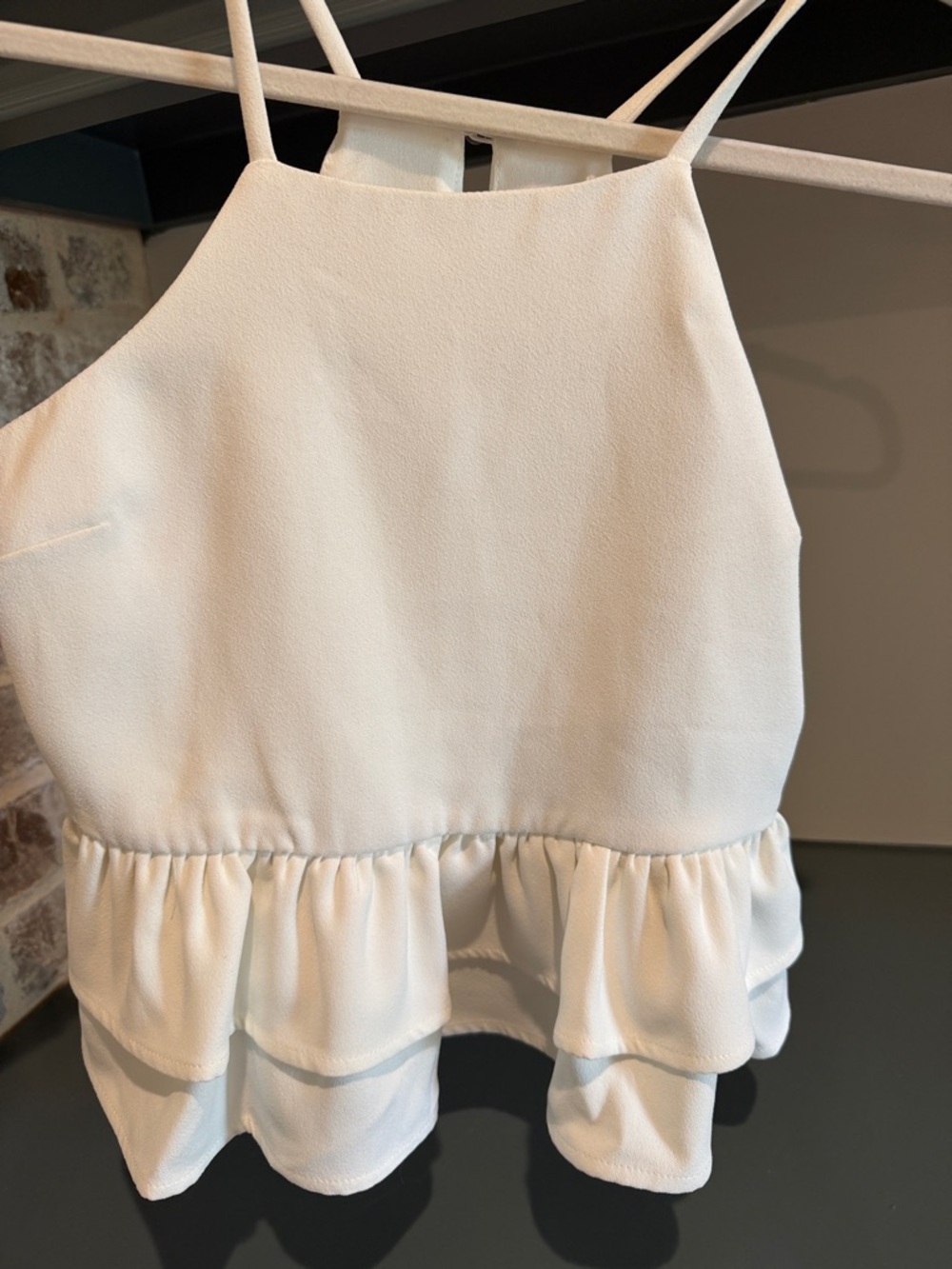 Endless Rose White Ruffle Hem Spaghetti Strap Tank